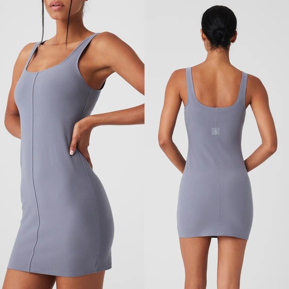 Alo Yoga | Alosoft Head Start‎ Bodycon Mini Dress in Fog Purple - Picture 2 of 7
